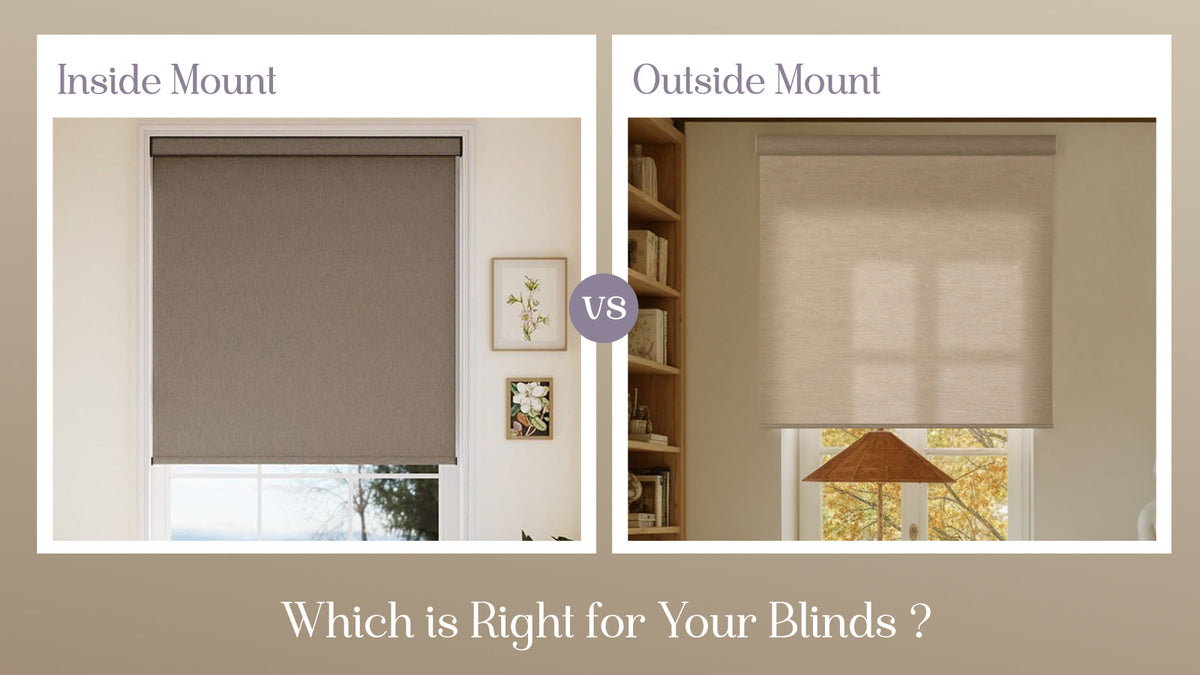 Comparison of inside mount vs outside mount roller blinds in living room windows