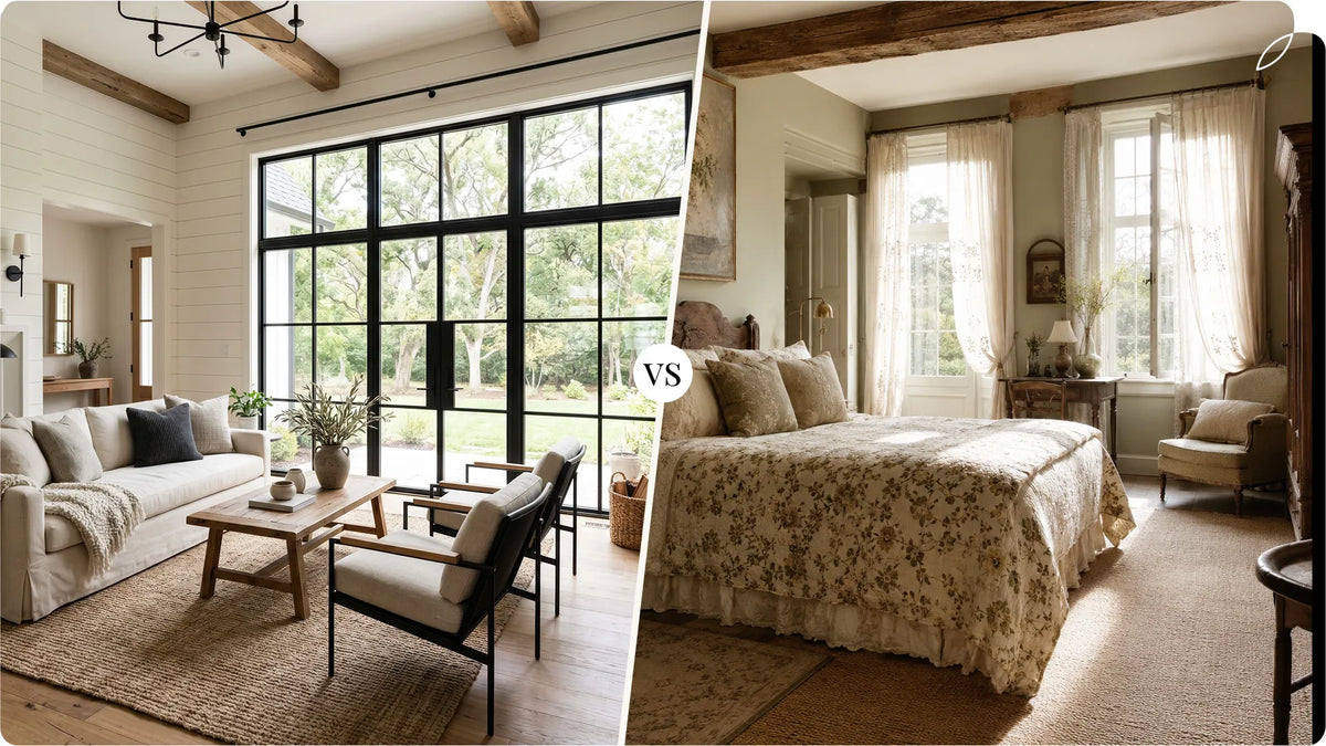 Modern Farmhouse and Cottagecore Windows Treatments Comparison