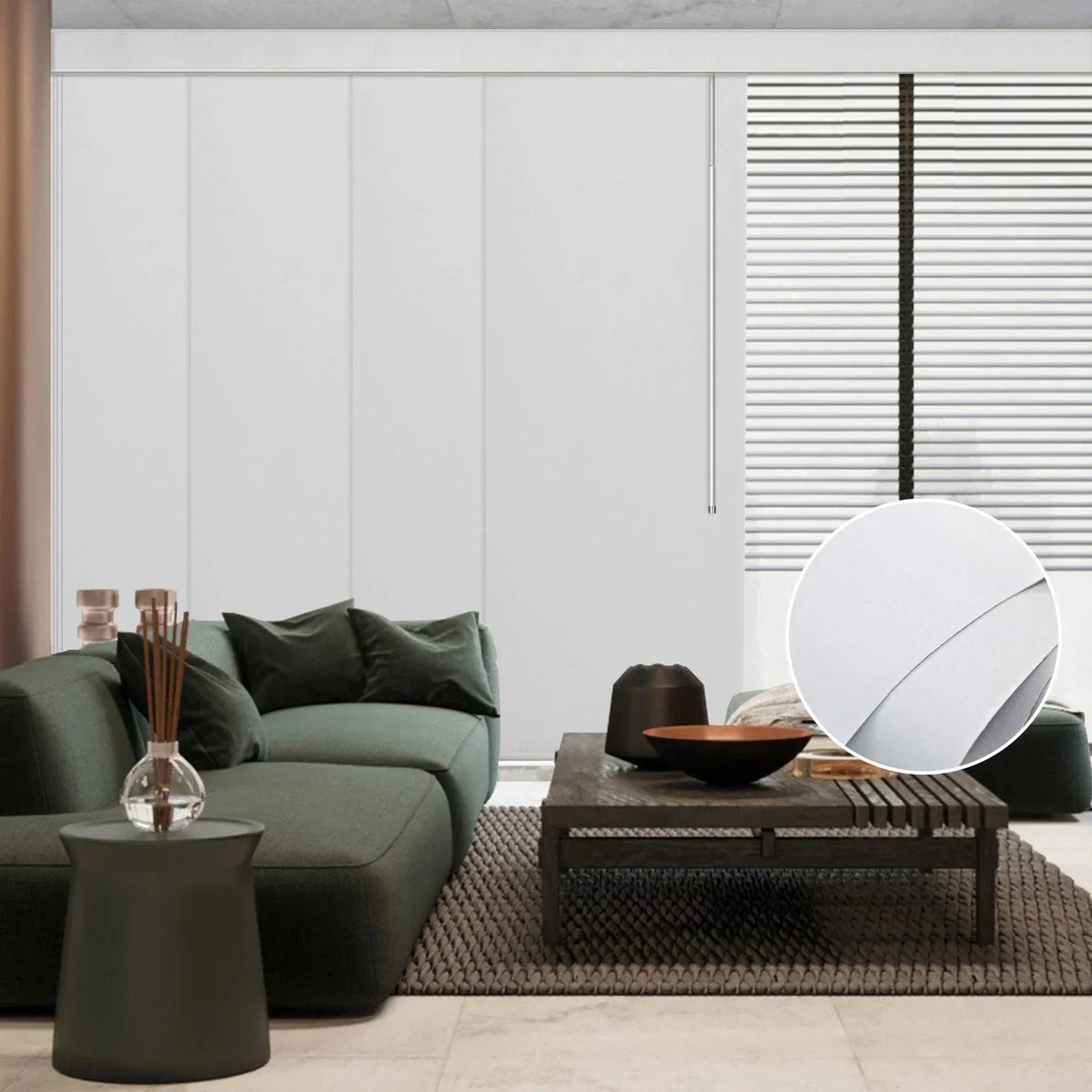 Graywind Manual Panel Track Blinds | Blackout - White