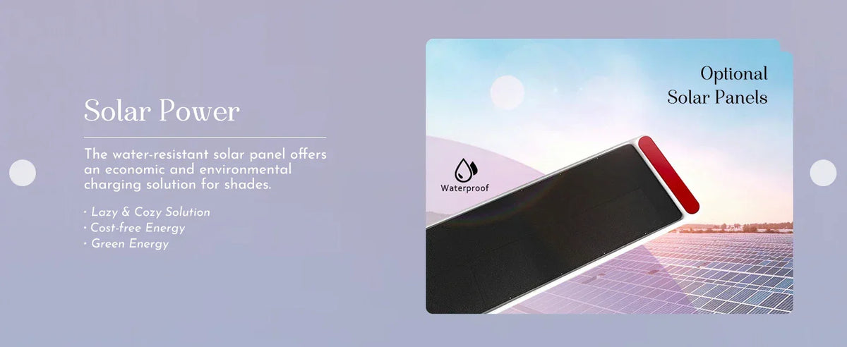 Solar panel with text on a light purple background