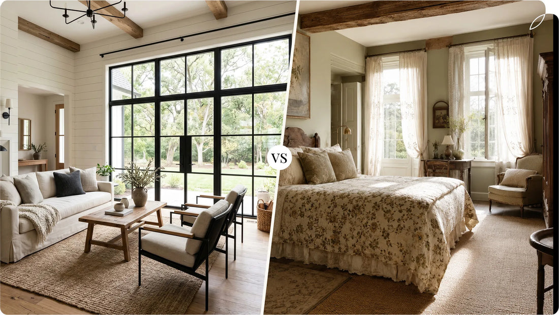 Modern Farmhouse and Cottagecore Windows Treatments Comparison
