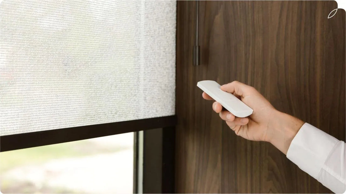 Demonstrate the dual control of Graywind × Motionblinds Motorized Shades
