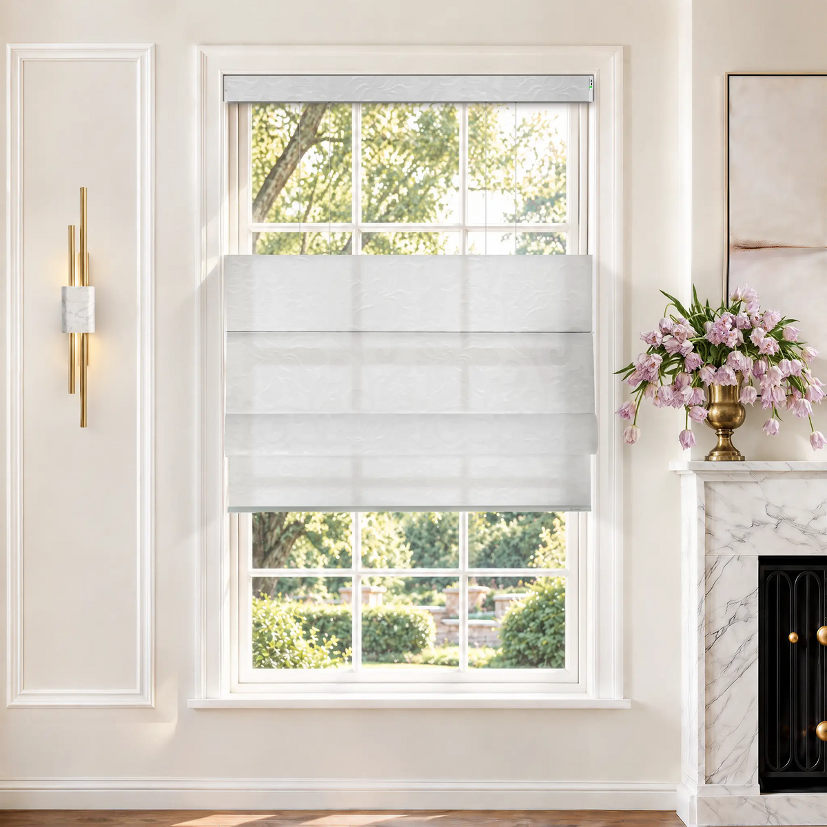 Graywind Motorized Top Down Bottom Up Roman Shades｜Plain Fold | Essential Fabirc