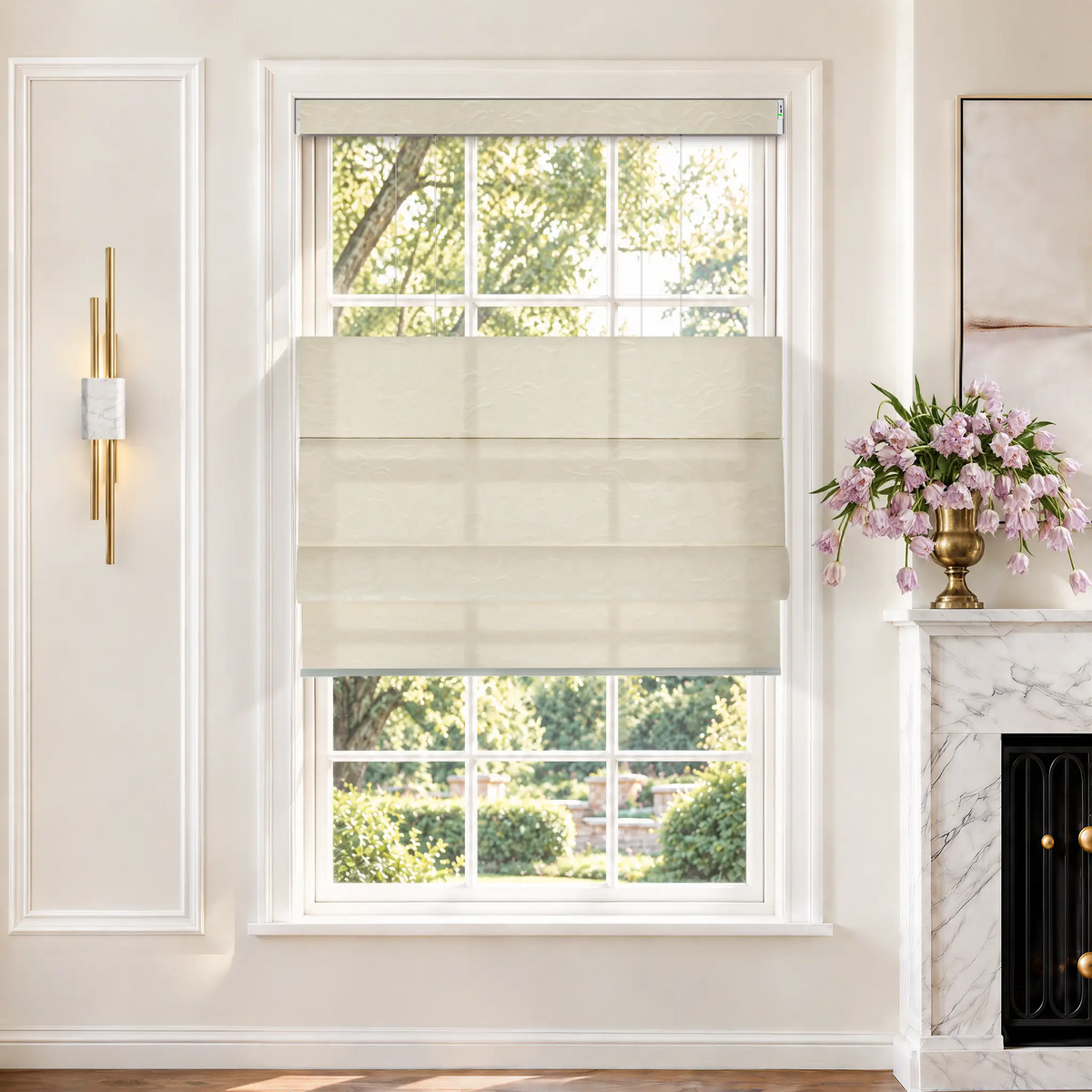 Graywind Motorized Top Down Bottom Up Roman Shades｜Plain Fold | Essential Fabirc