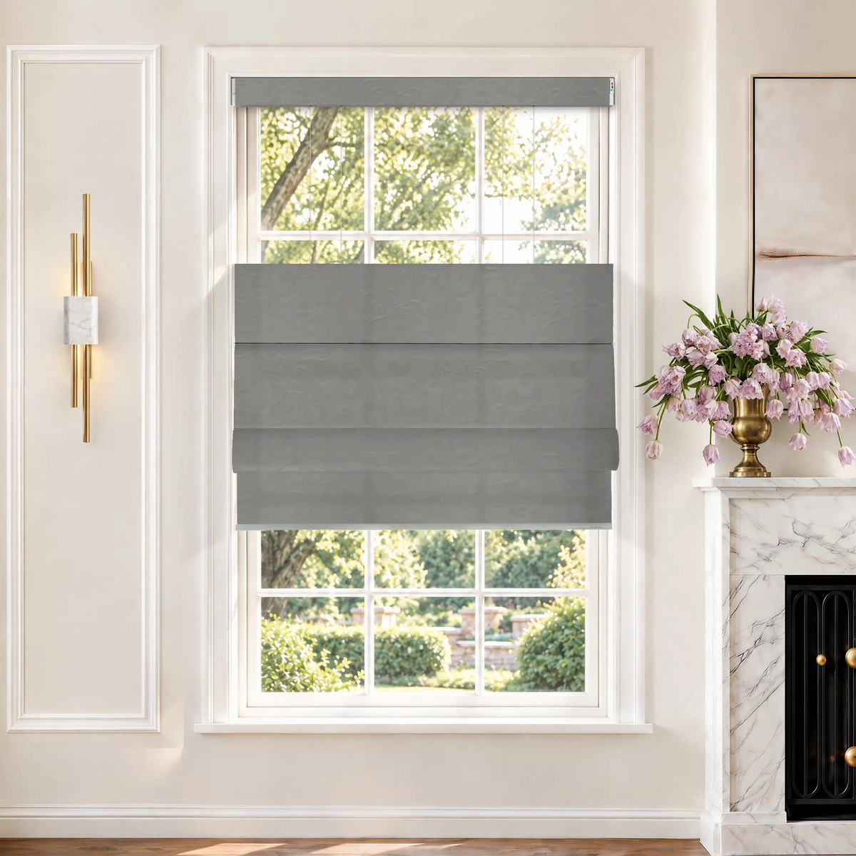 Graywind Motorized Top Down Bottom Up Roman Shades｜Plain Fold | Essential Fabirc