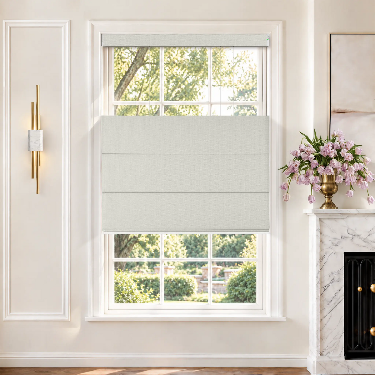 Graywind Motorized Top Down Bottom Up Roman Shades｜Plain Fold | Essential Fabirc