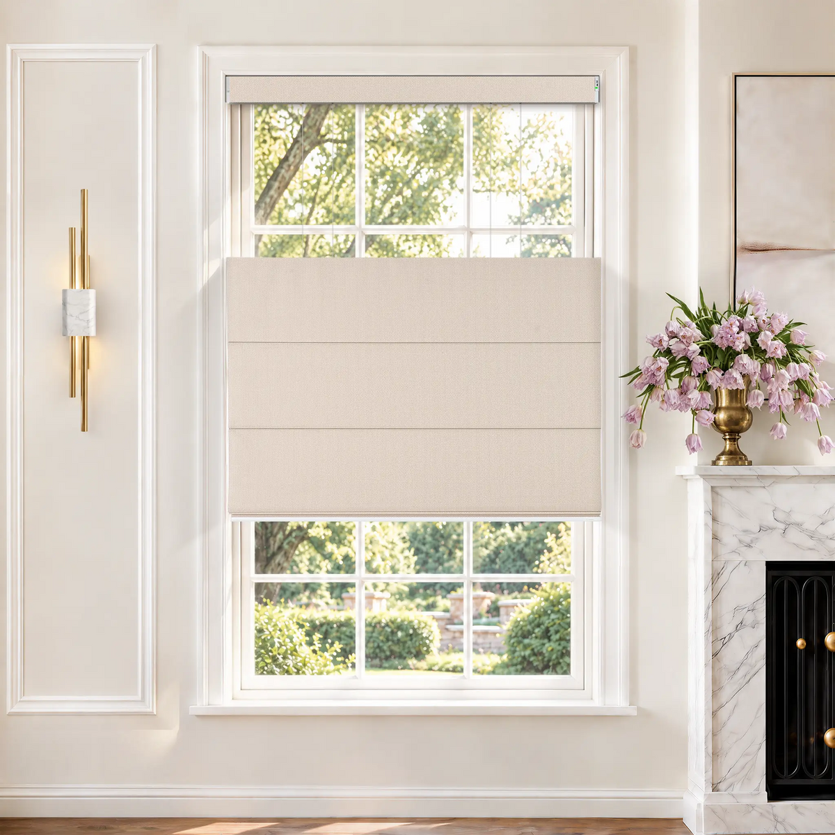 Graywind Motorized Top Down Bottom Up Roman Shades｜Plain Fold | Essential Fabirc