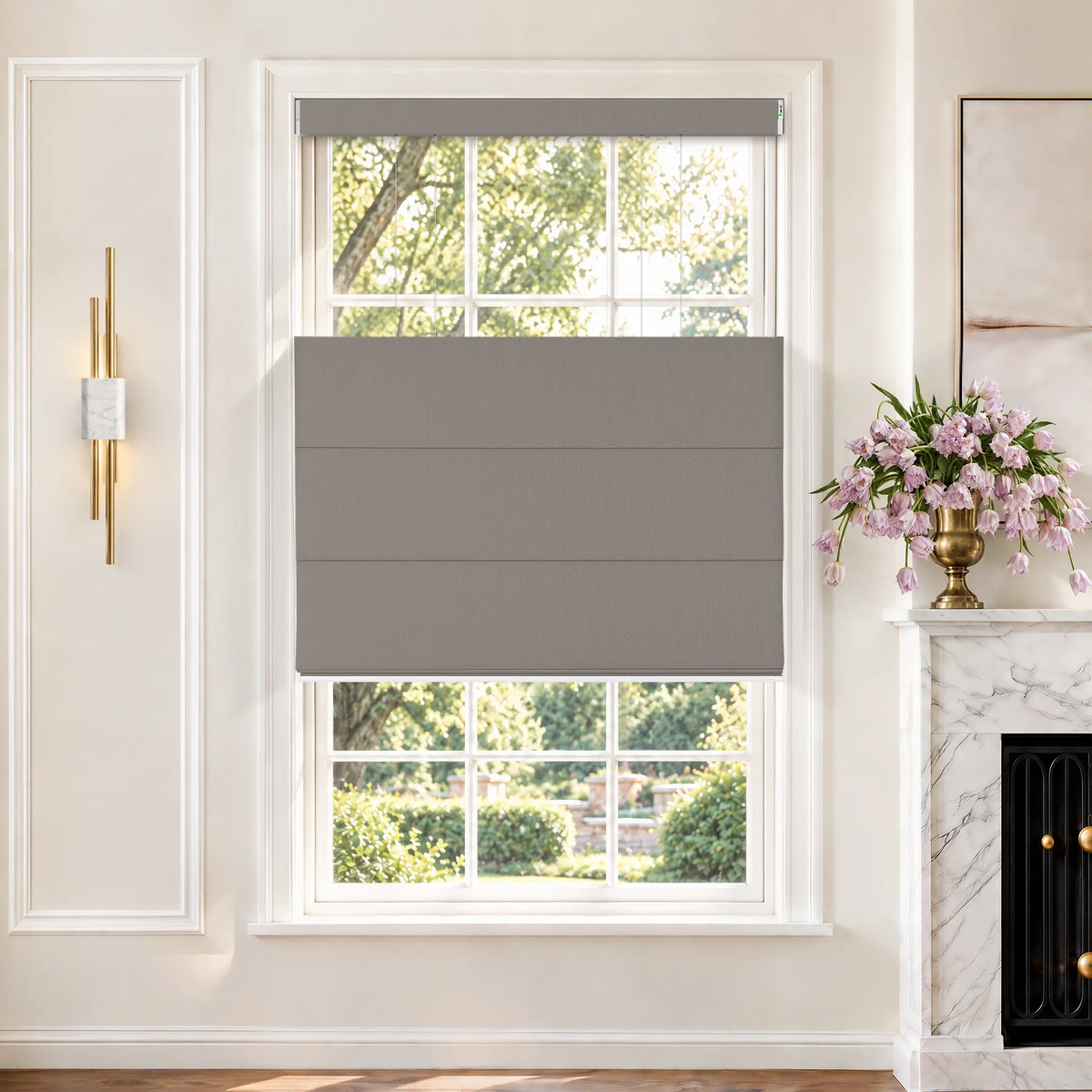 Graywind Motorized Top Down Bottom Up Roman Shades｜Plain Fold | Essential Fabirc