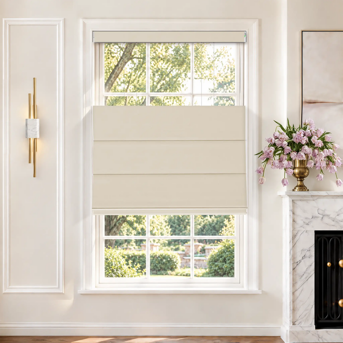 Graywind Motorized Top Down Bottom Up Roman Shades｜Plain Fold | Essential Fabirc