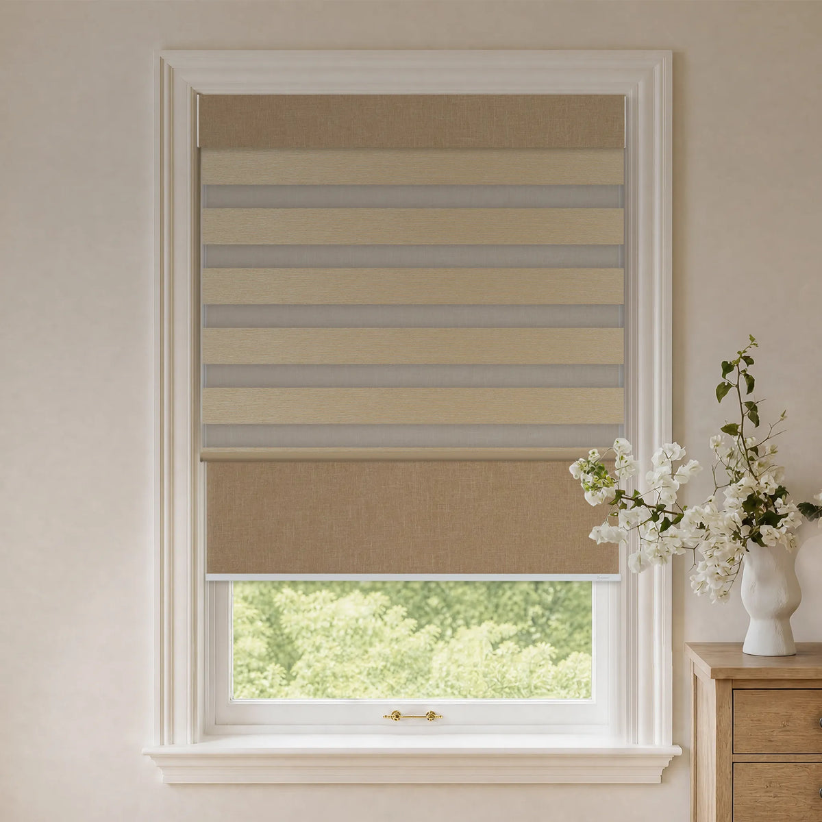 Graywind Motorized Dual Shades | Roller x Zebra