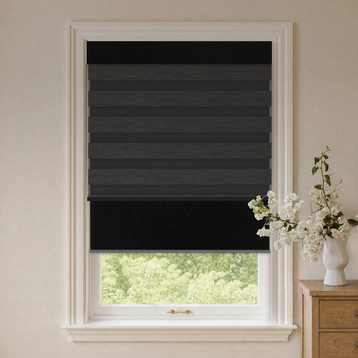 Graywind Motorized Dual Shades | Roller x Zebra