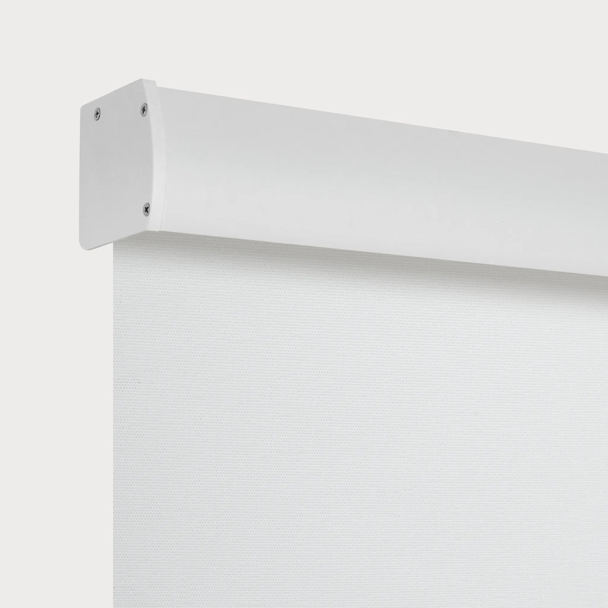 White roller blind on a white background