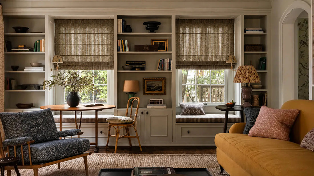 Cottagecore style home with roman shades