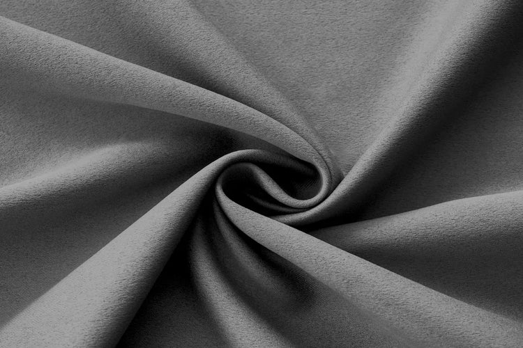 Smoke gray room darkening fabric for custom Graywind motorized curtains.