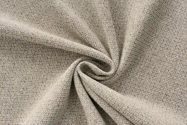 Brown room darkening curtain fabric with tweed-inspired texture for refined interiors.