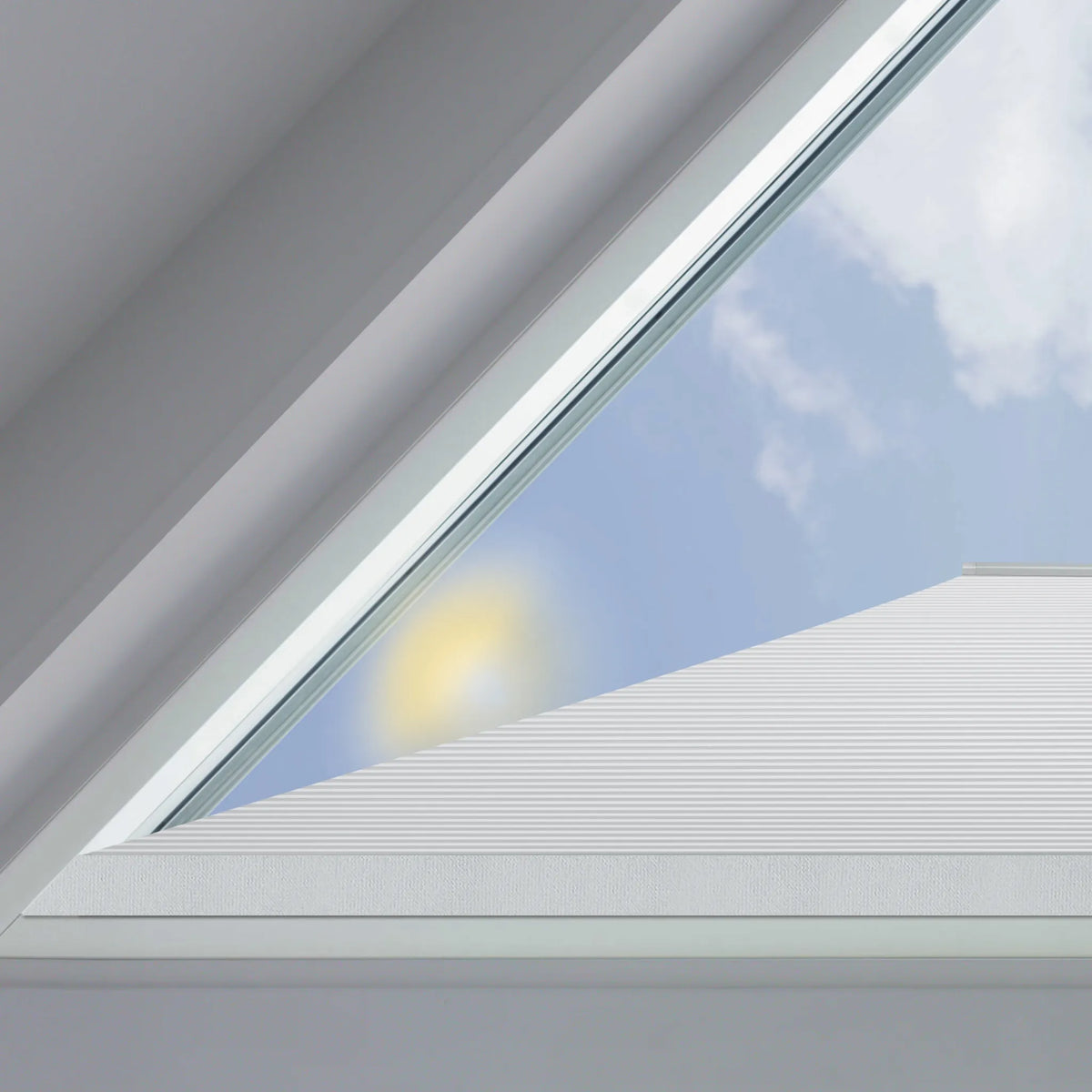the detail of a  Motorized Isosceles Trapezoid Cellular Shade