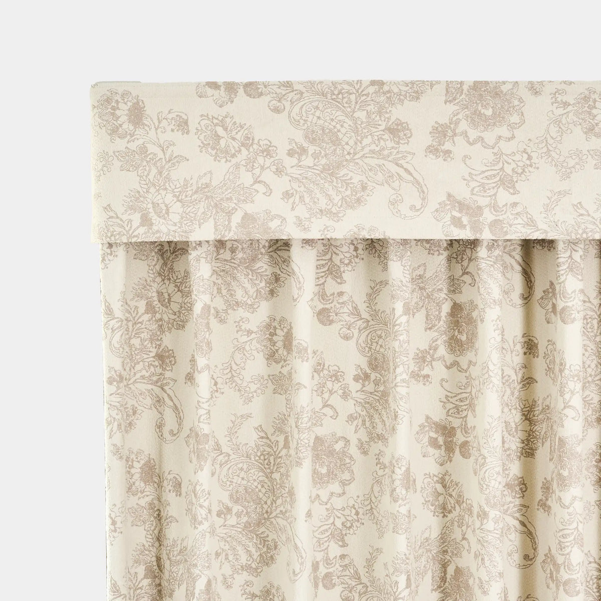 Floral patterned curtain with a white background