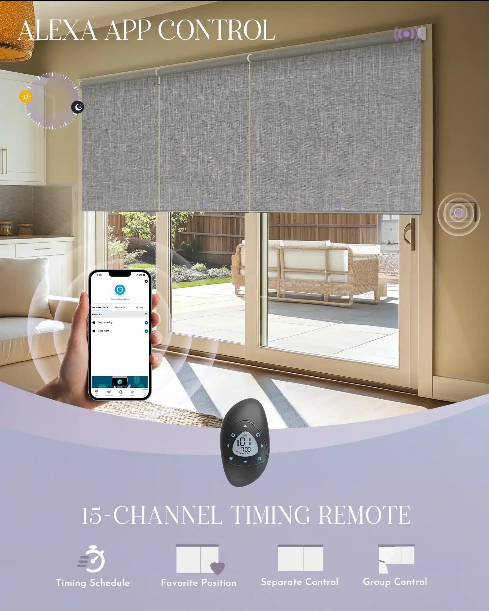 Graywind Motorized Coupled Roller Shades