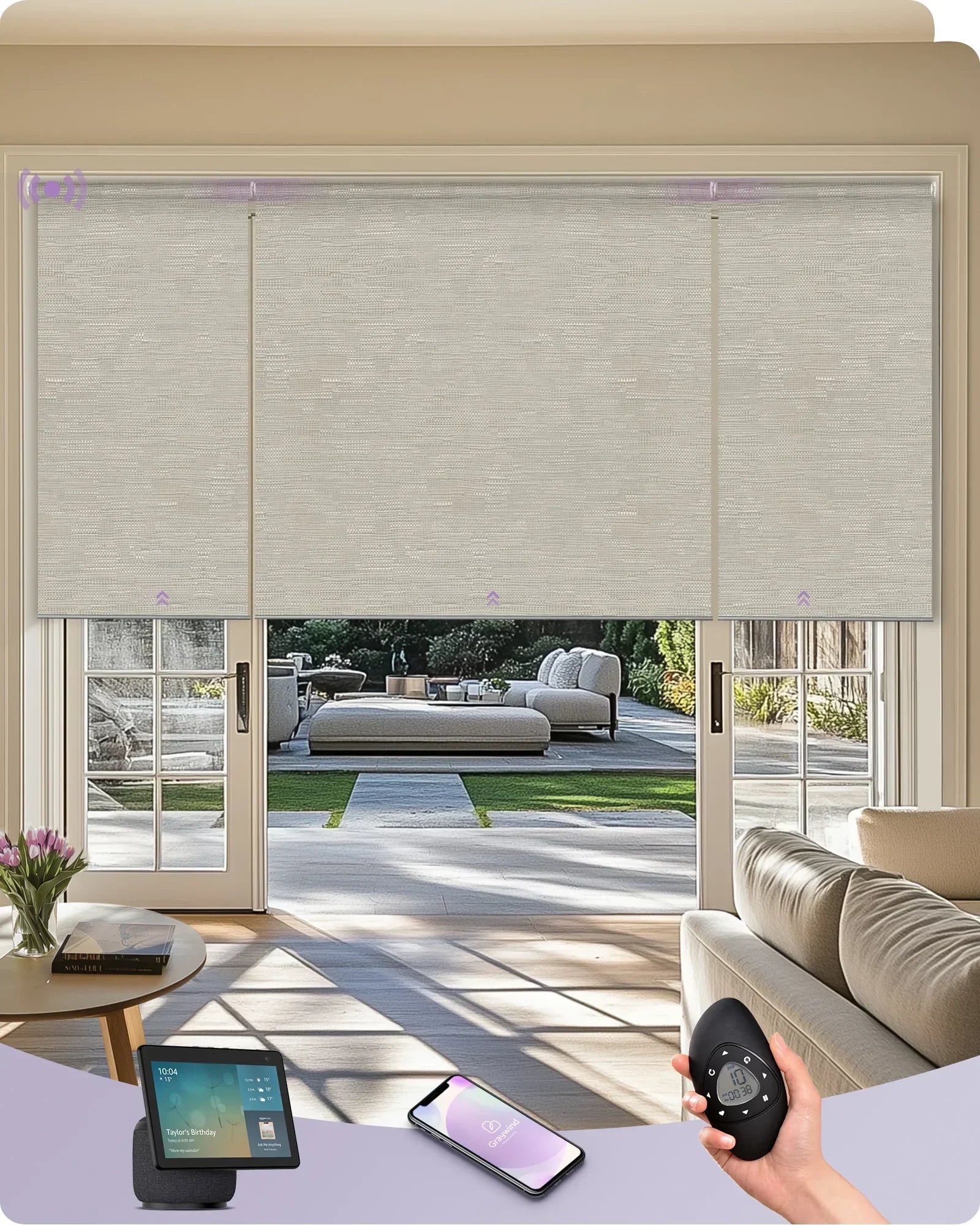 Graywind Motorized Coupled Roller Shades