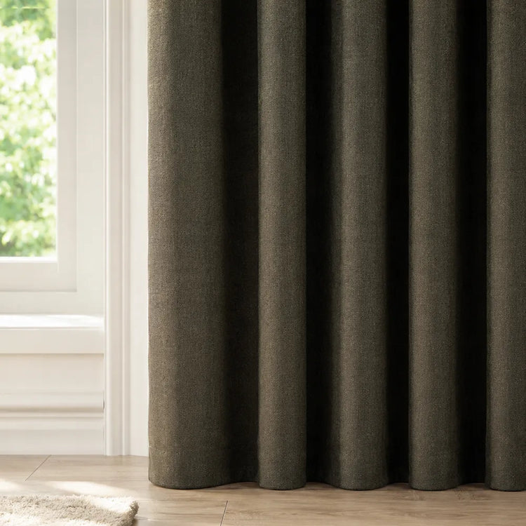 Panels extend 1"–2" onto the floor for a softer, more relaxed look.