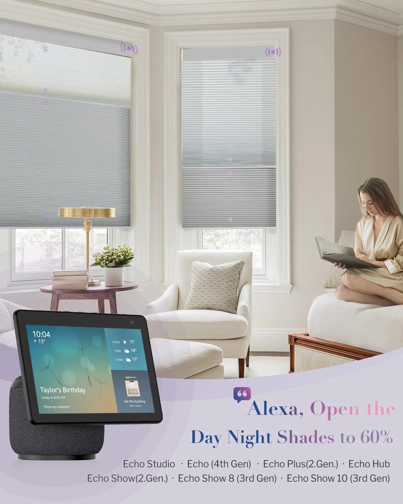 Graywind Motorized Day Night Cellular Shades | Blackout