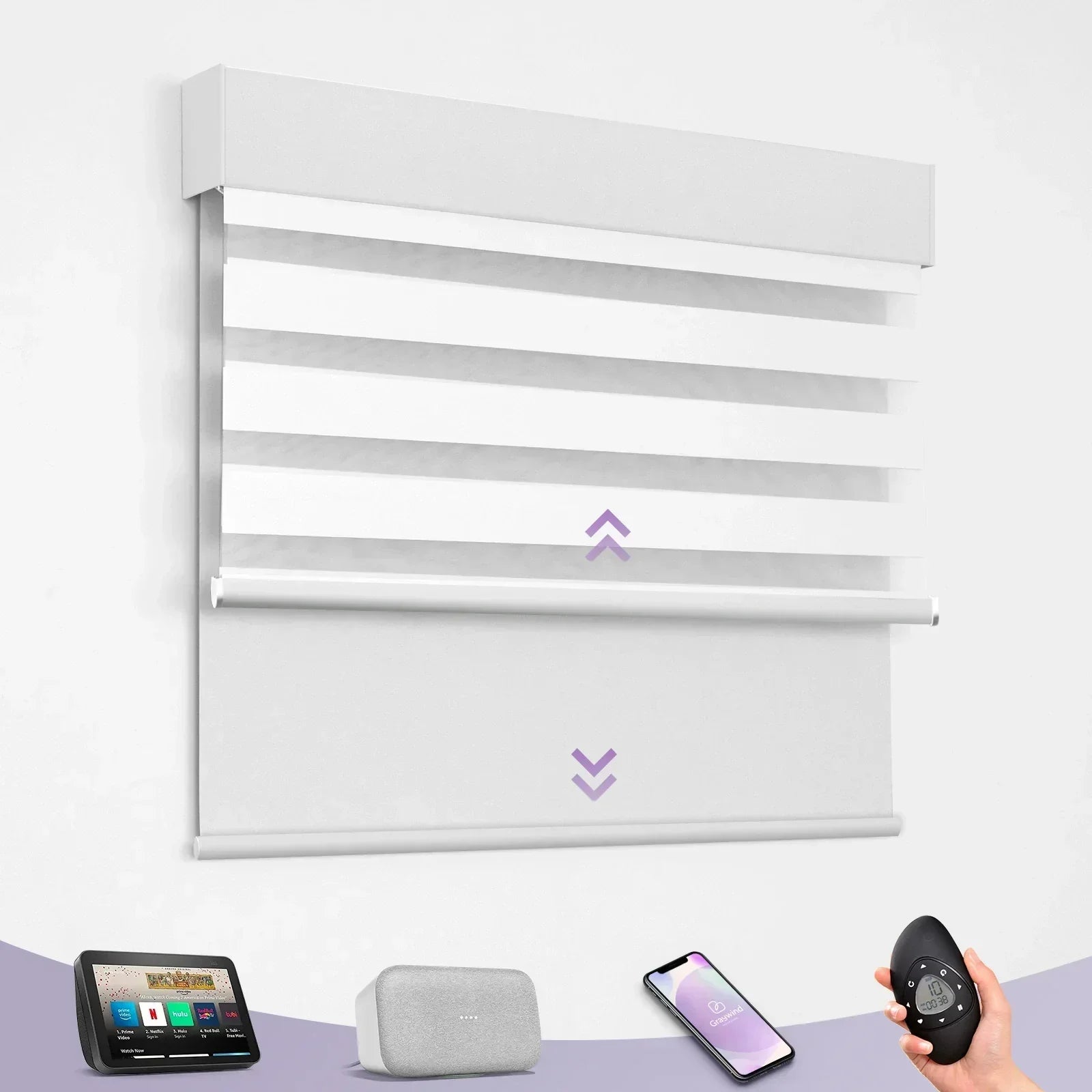 Graywind Motorized Dual Shades | Roller x Zebra