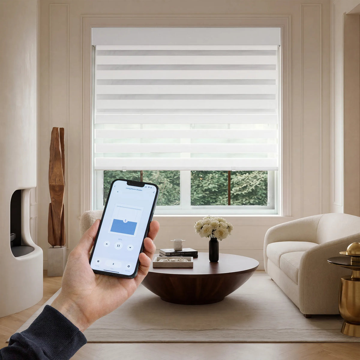 Control your shades effortlessly via remote, app, or voice—making it easy to adjust light and privacy throughout your daily routine.
