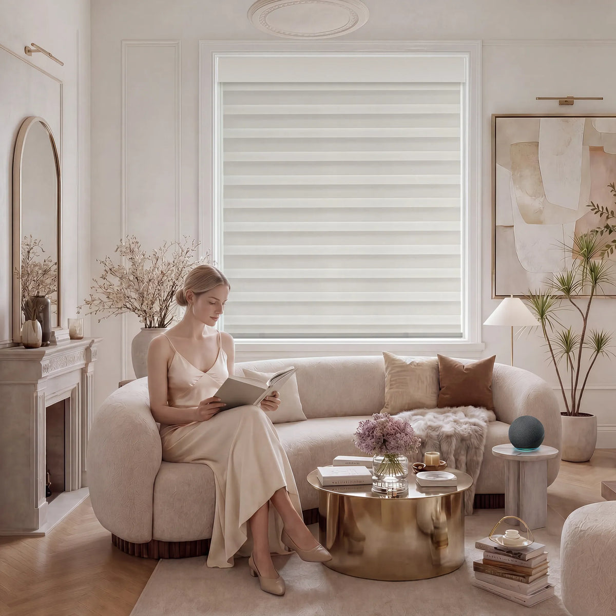 Multiple shade layers work together to provide more flexible control over light, visibility, and privacy throughout the day.