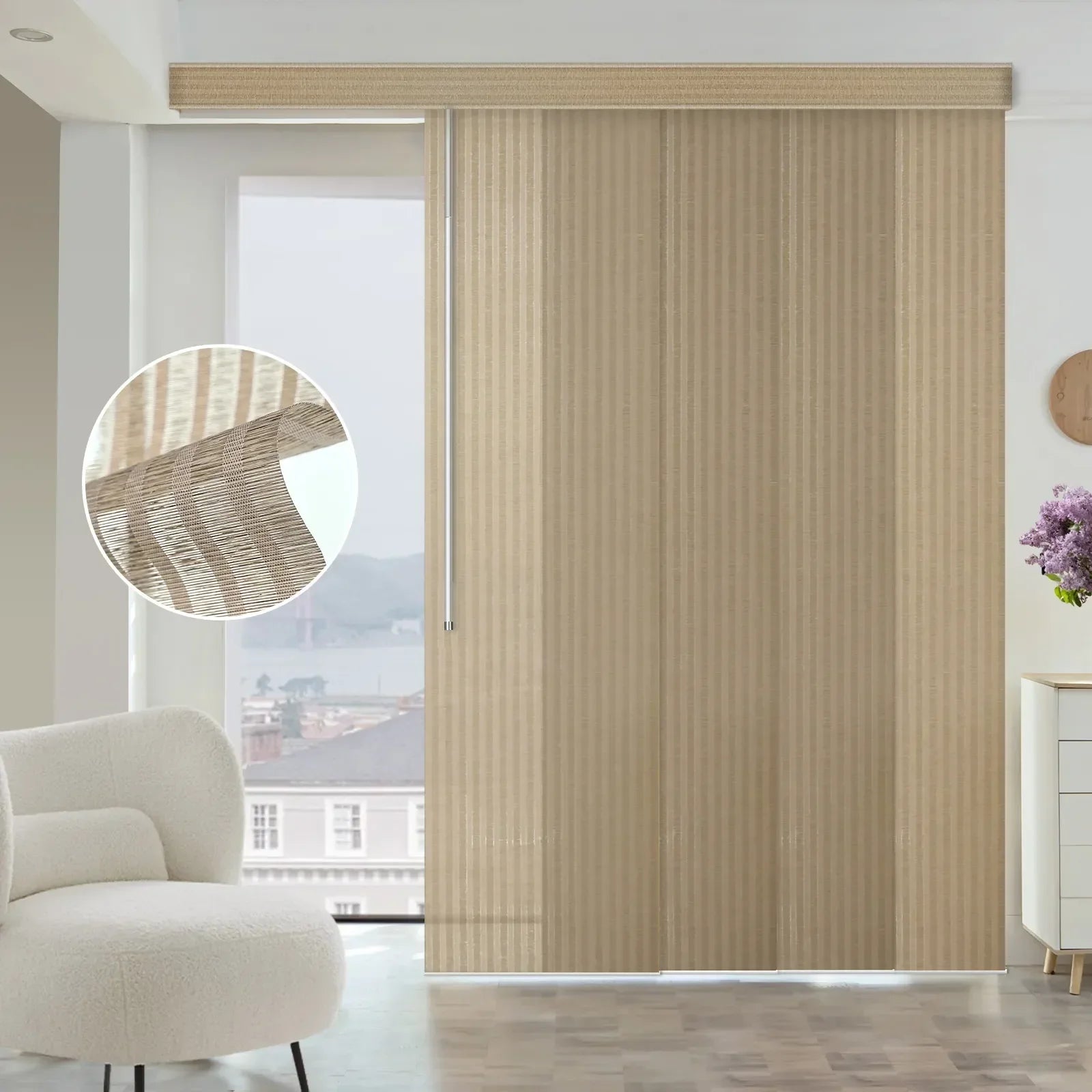 Graywind Manual Panel Track Blinds | Natural Series | Custom to 153" Width