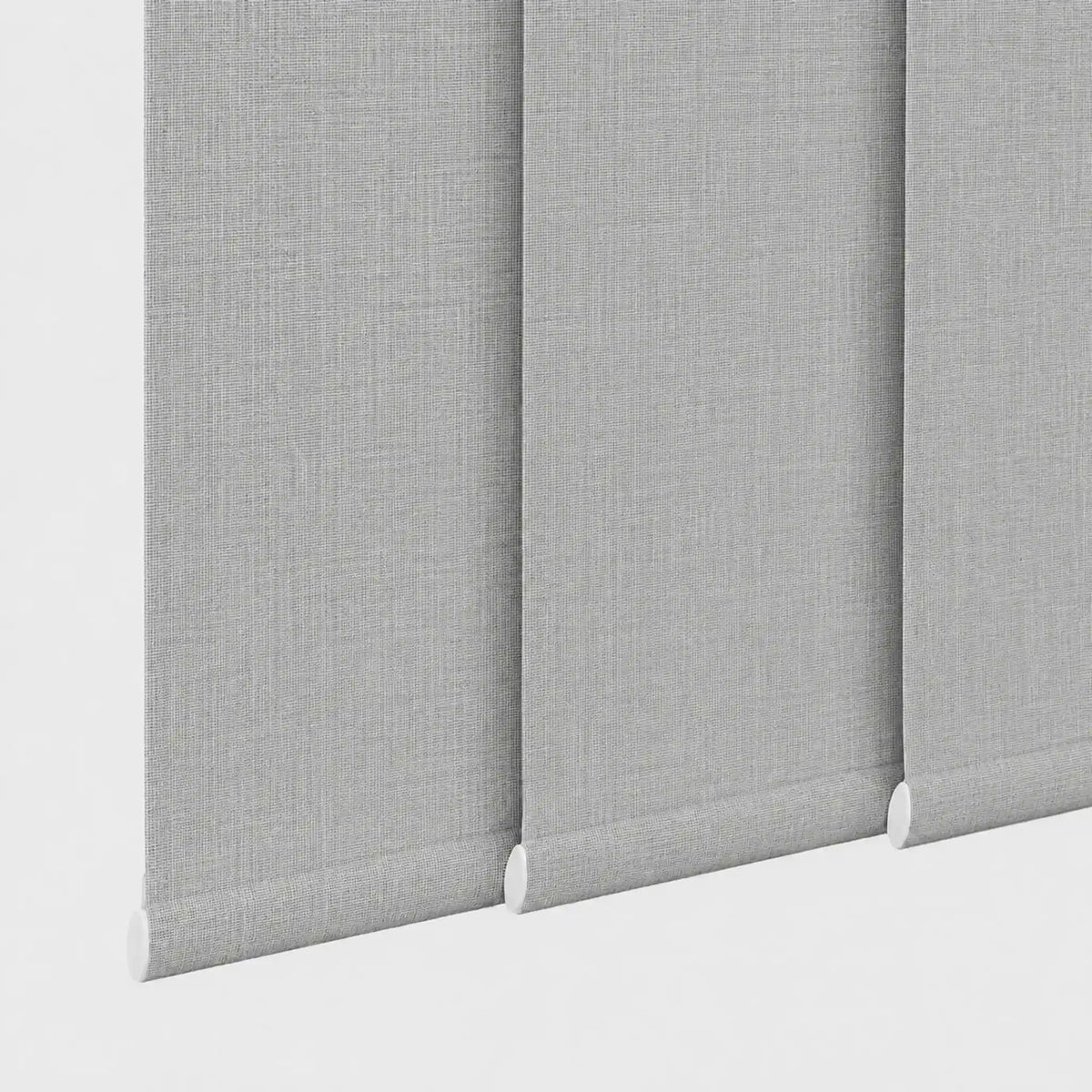 Light gray textured roller blind panels shown partially rolled down against a plain white background.