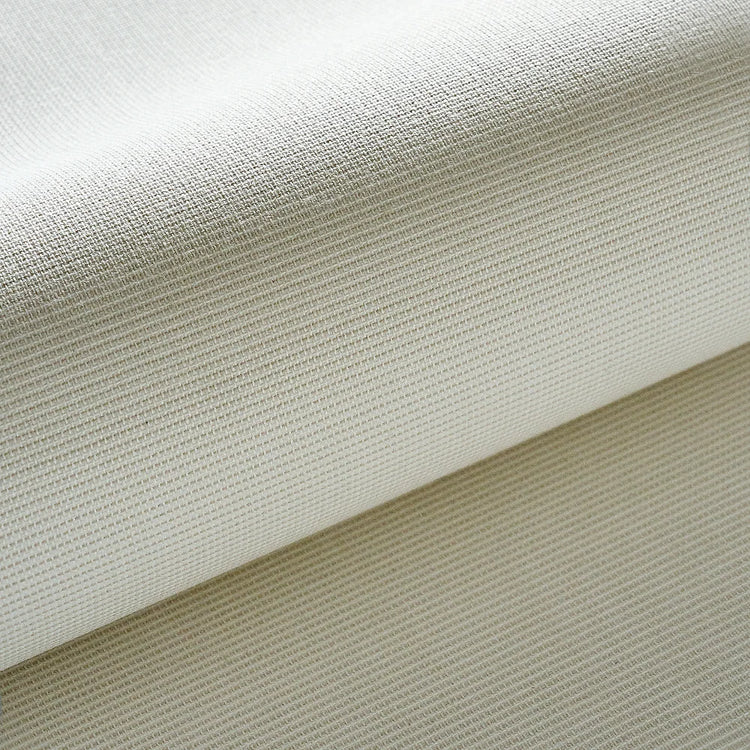 close-up of Dune Beige blackout fabric with cream ribbed texture