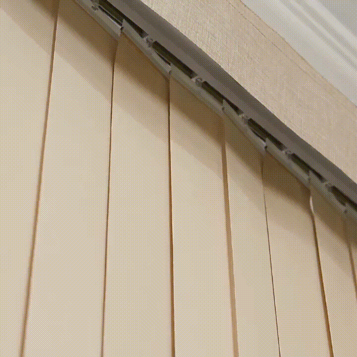 a close look of vertical blinds vanes that rotate 180 degrees 