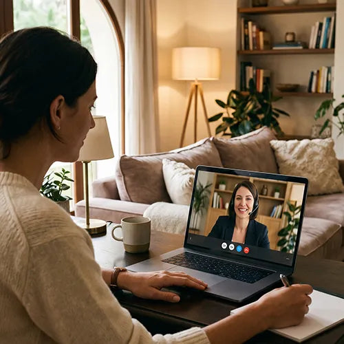 Connect with us via your preferred method—Zoom, WhatsApp video, or phone call.
