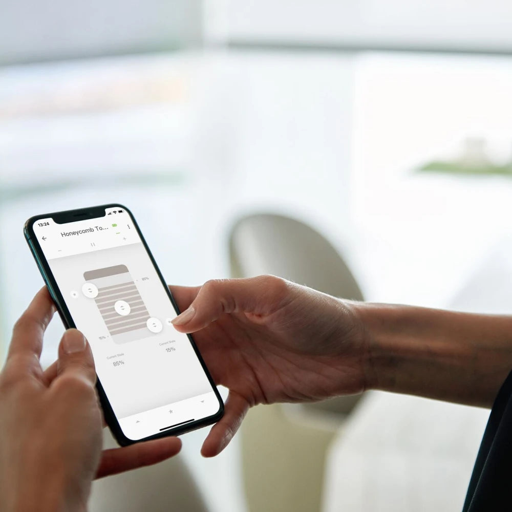 App controlling Graywind smart shades for adjustable light filtering and privacy.