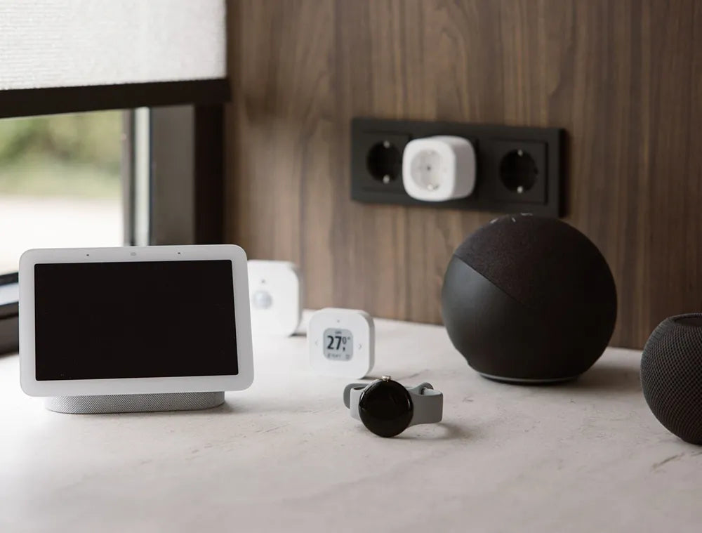 Smart home devices connected with Graywind x Motionblinds motorized shades for seamless smart shade control.