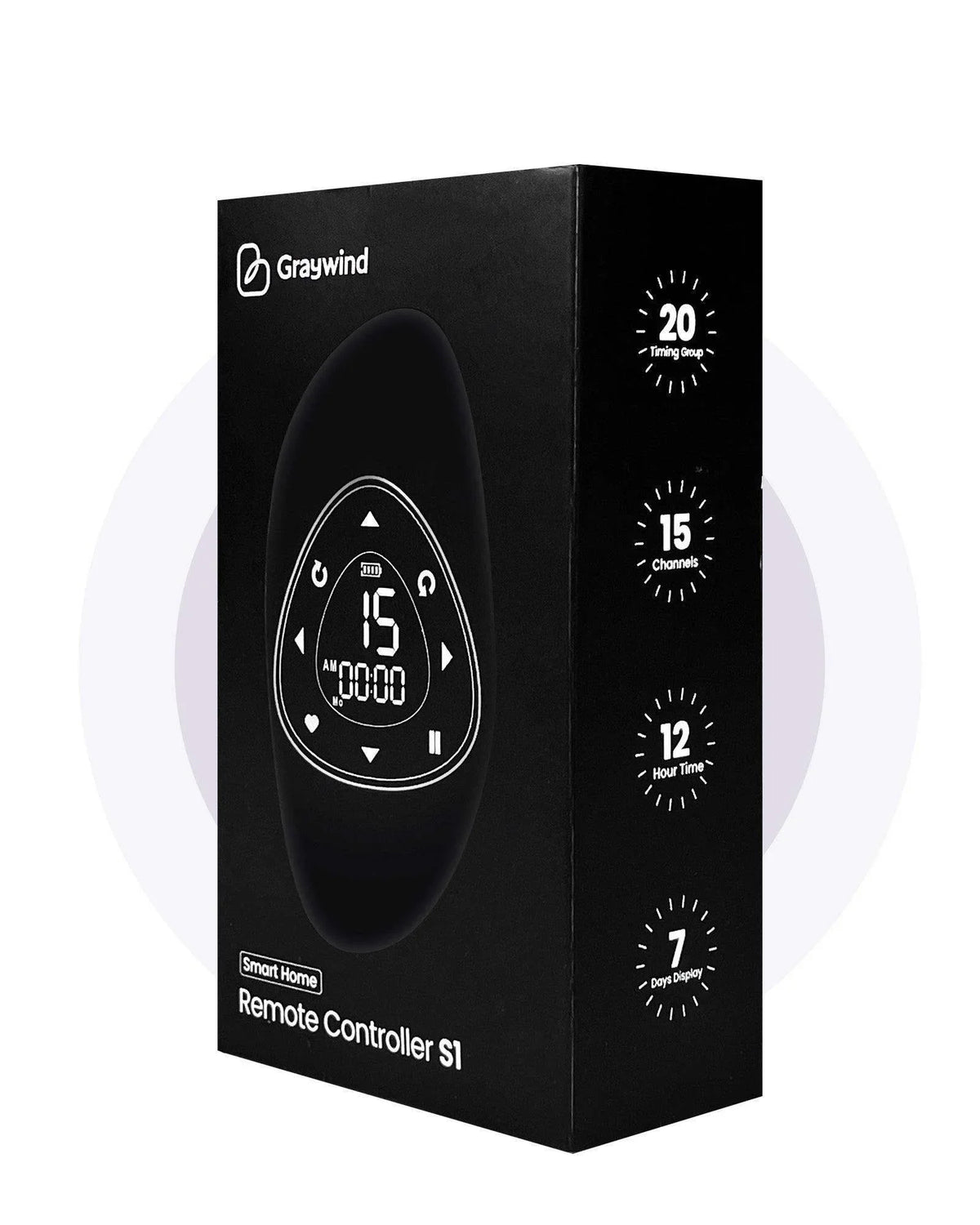 Smart home remote controller S1 black box with timer, channels, and time display features