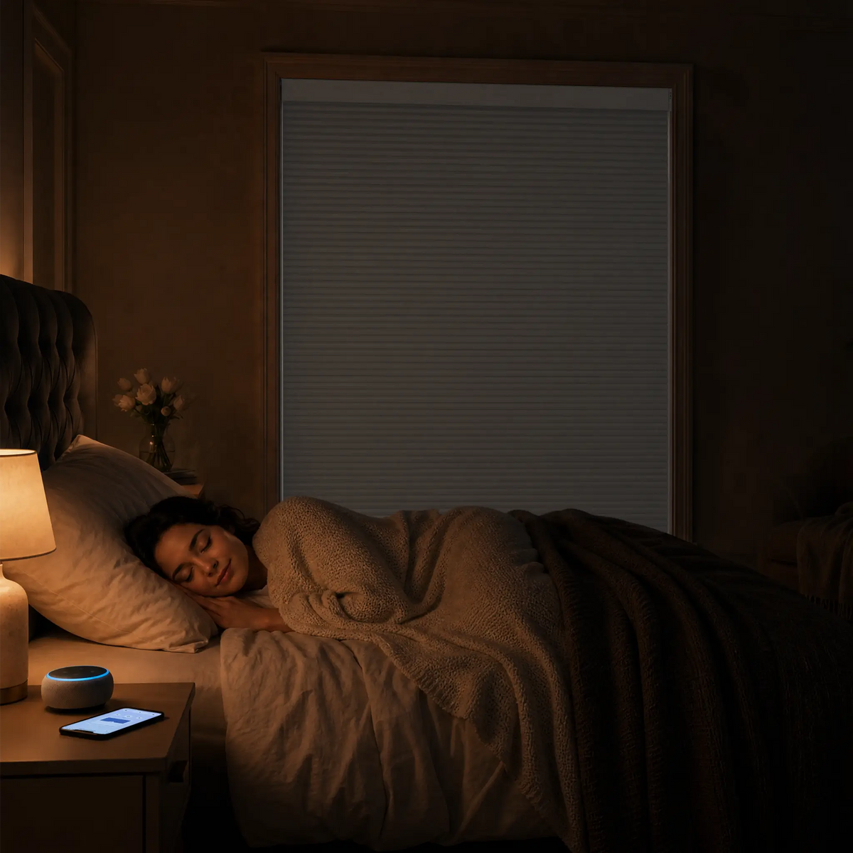 motorized blackout cellular shades  for bedroom