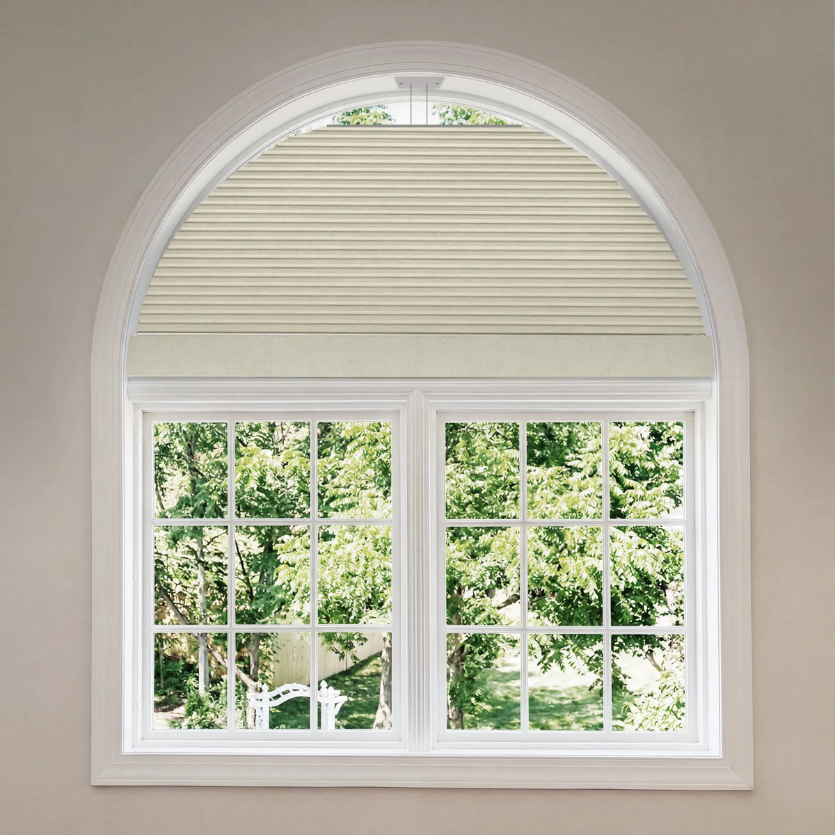 Smart Arch Shades with blackout Beige fabric