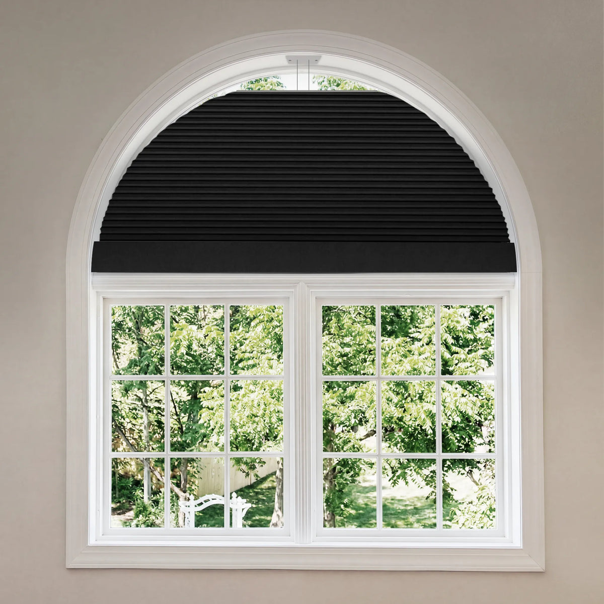 Smart Arch Shades with blackout black fabric