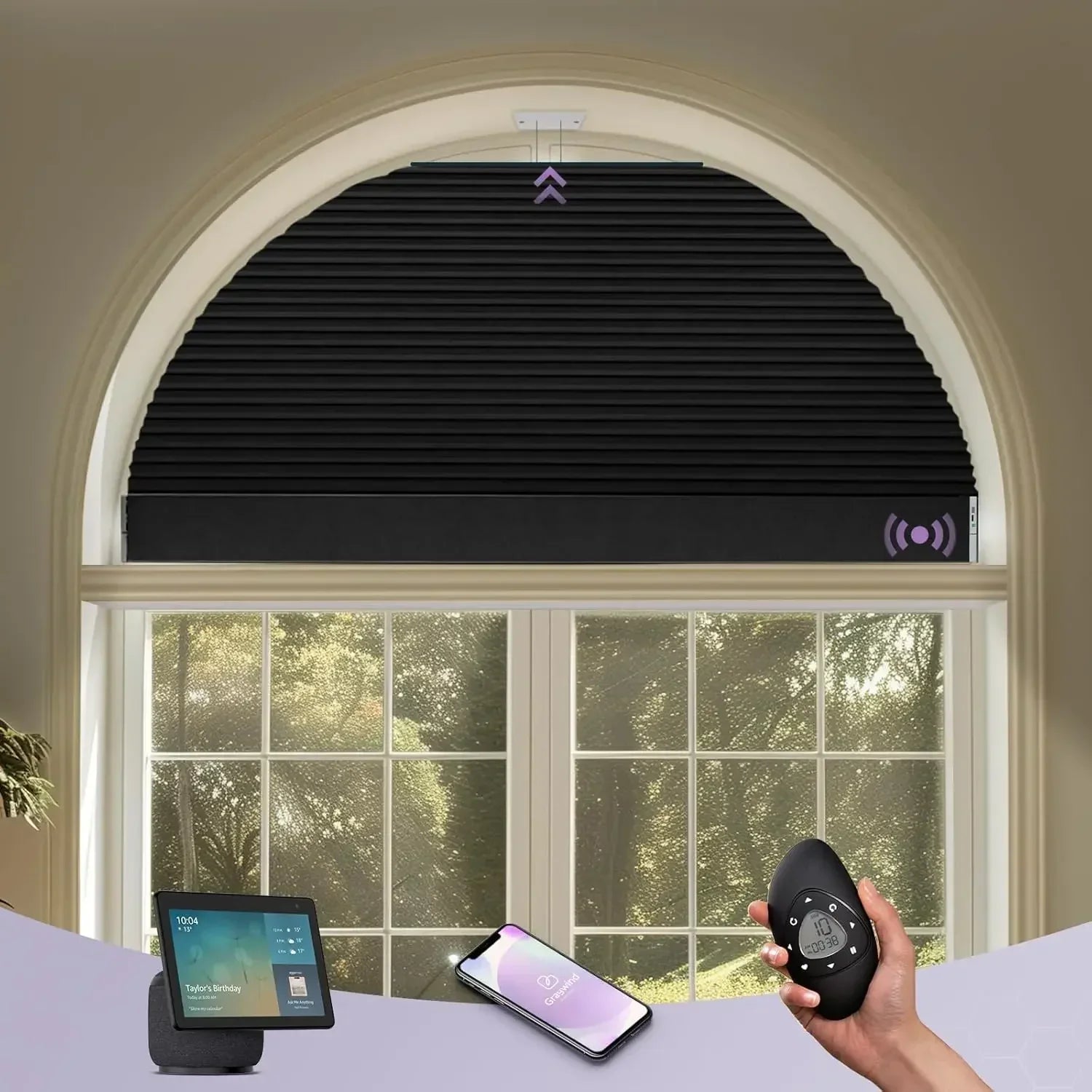 Graywind Motorized Perfect Arch Cellular Shades