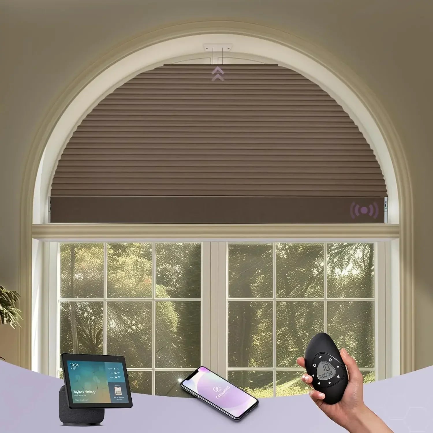 Graywind Motorized Perfect Arch Cellular Shades