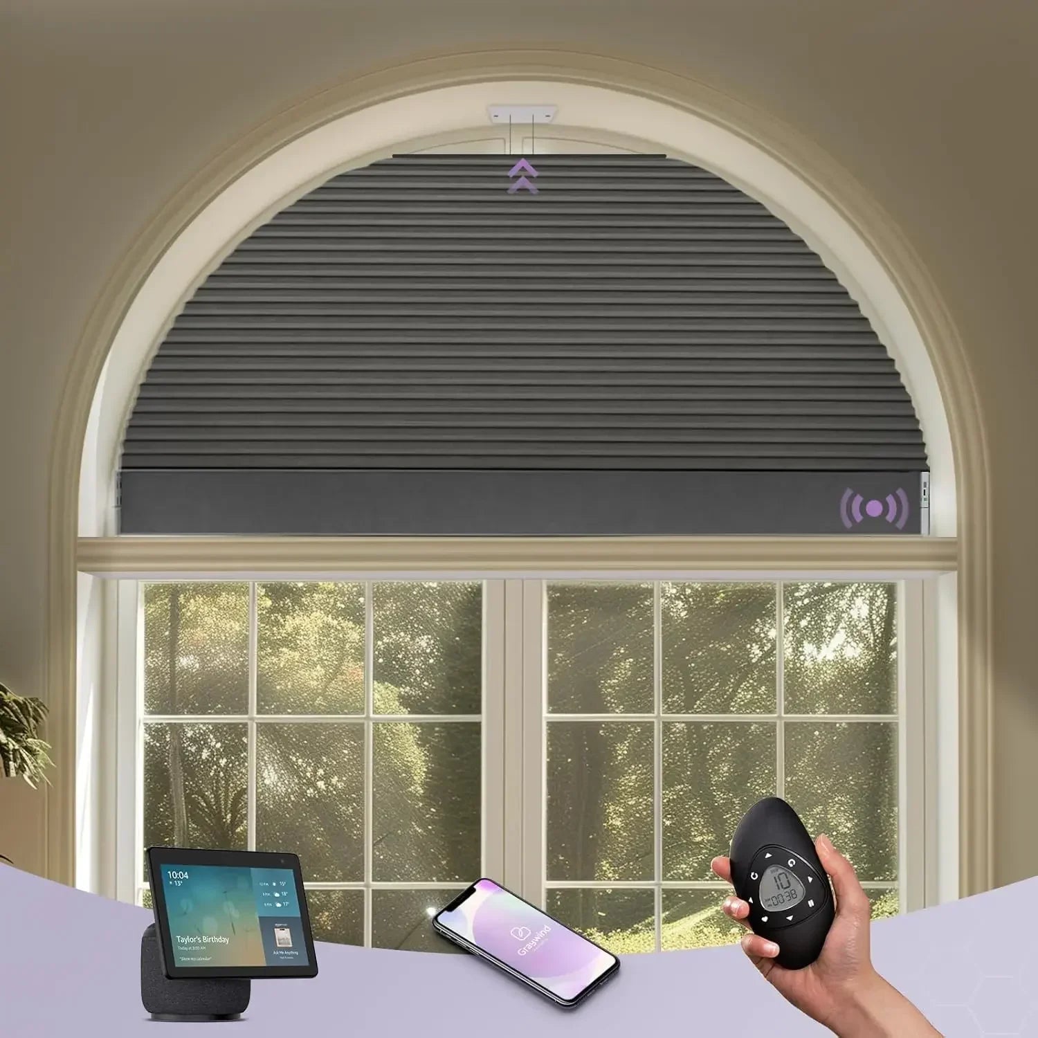 Graywind Motorized Perfect Arch Cellular Shades