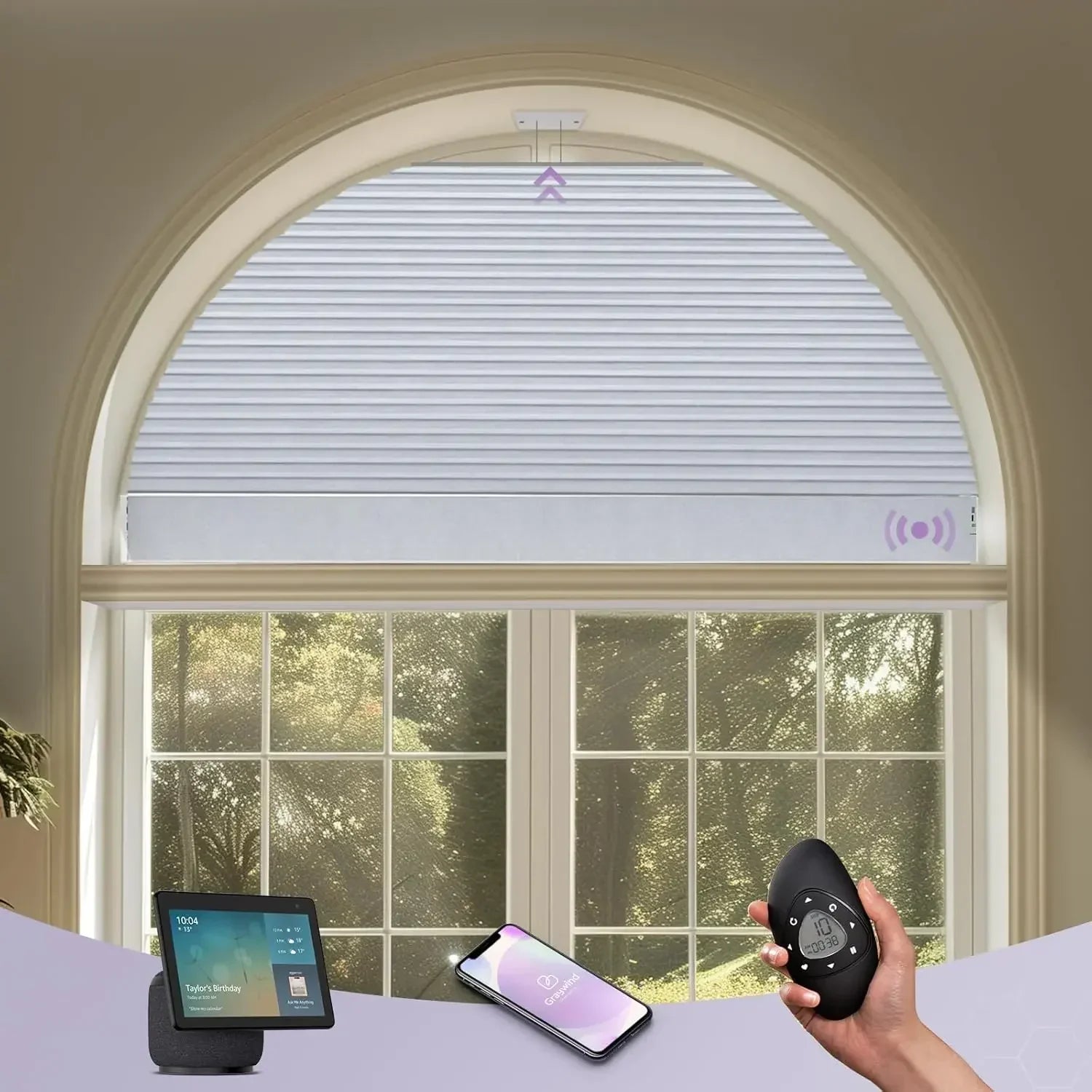 Graywind Motorized Perfect Arch Cellular Shades
