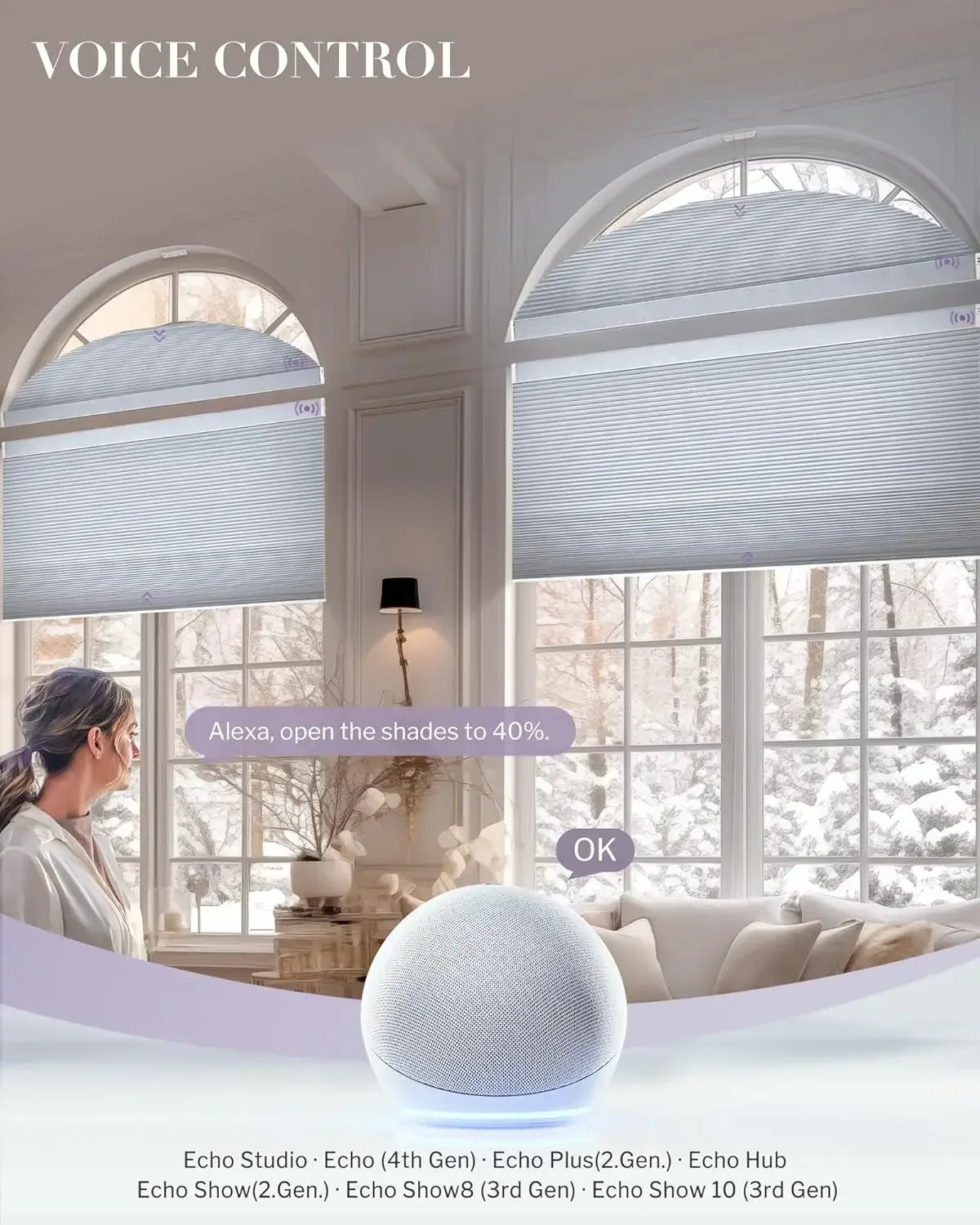 Graywind Motorized Perfect Arch Cellular Shades