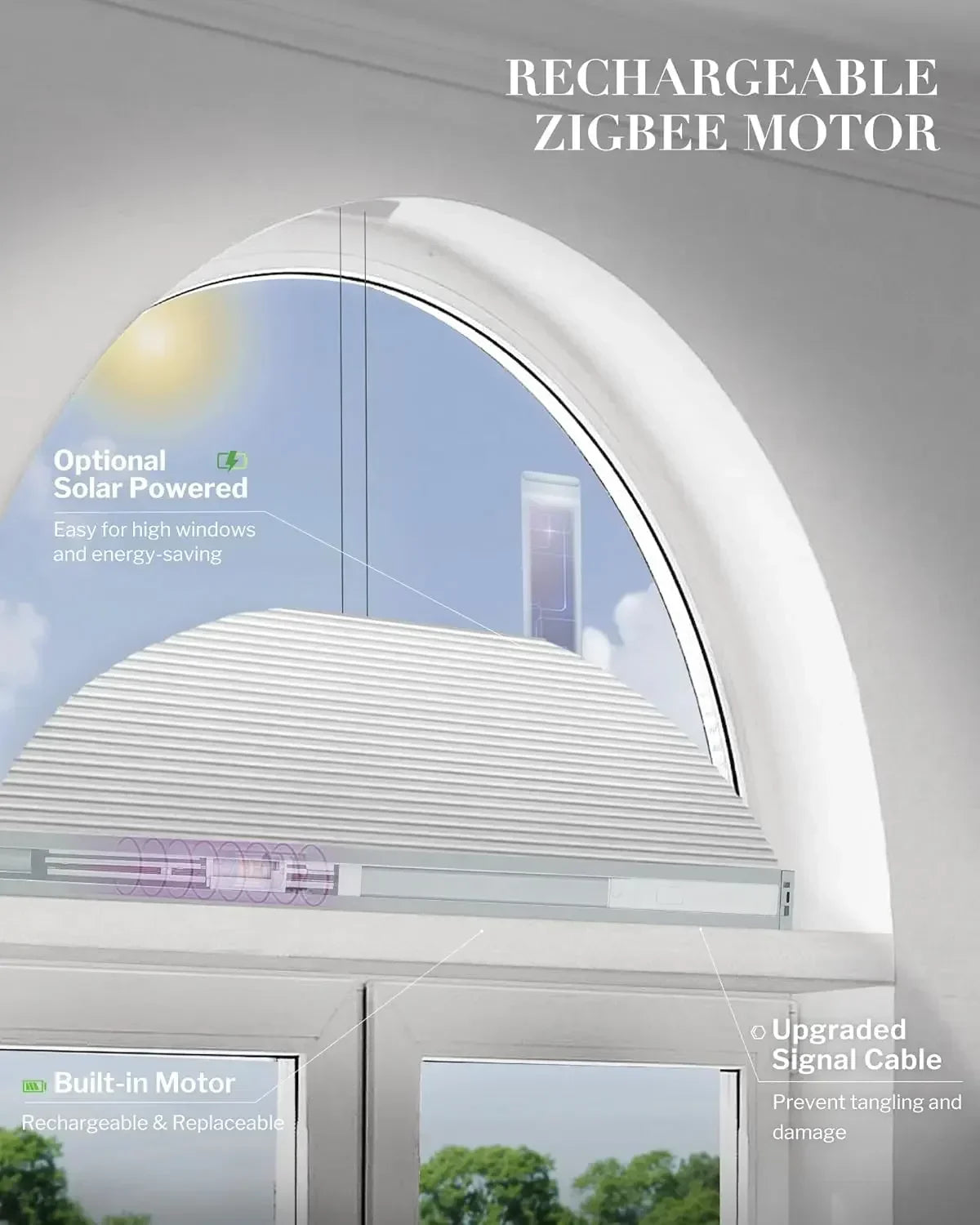 Graywind Motorized Perfect Arch Cellular Shades