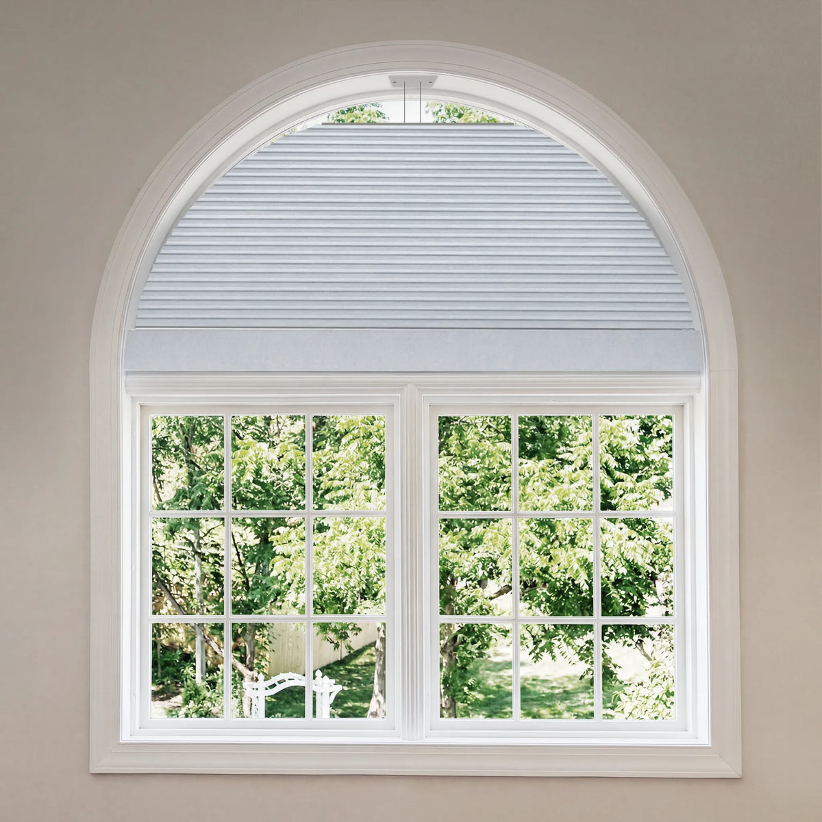 Smart Arch Shades with blackout white fabric