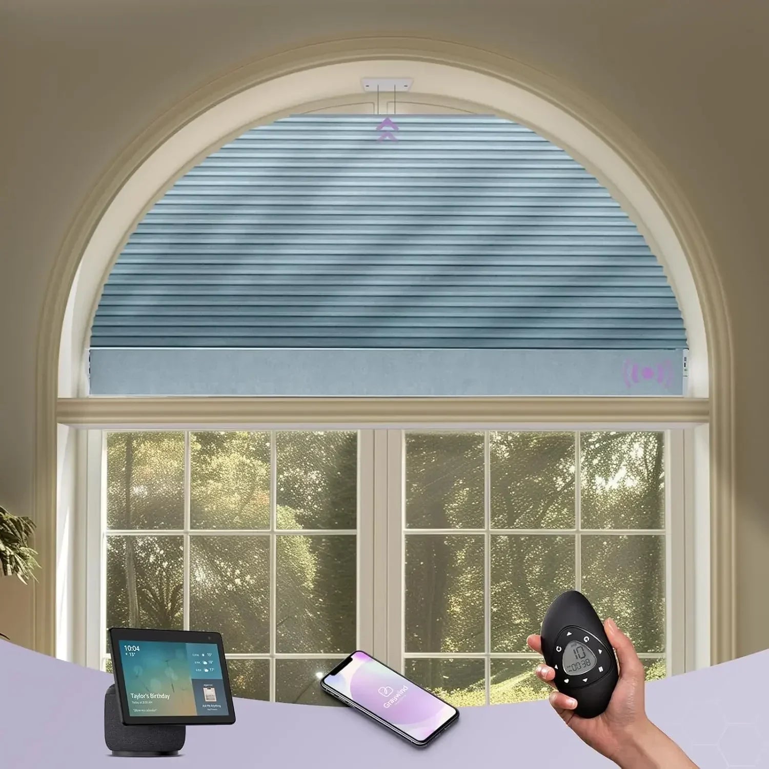 Graywind Motorized Perfect Arch Cellular Shades