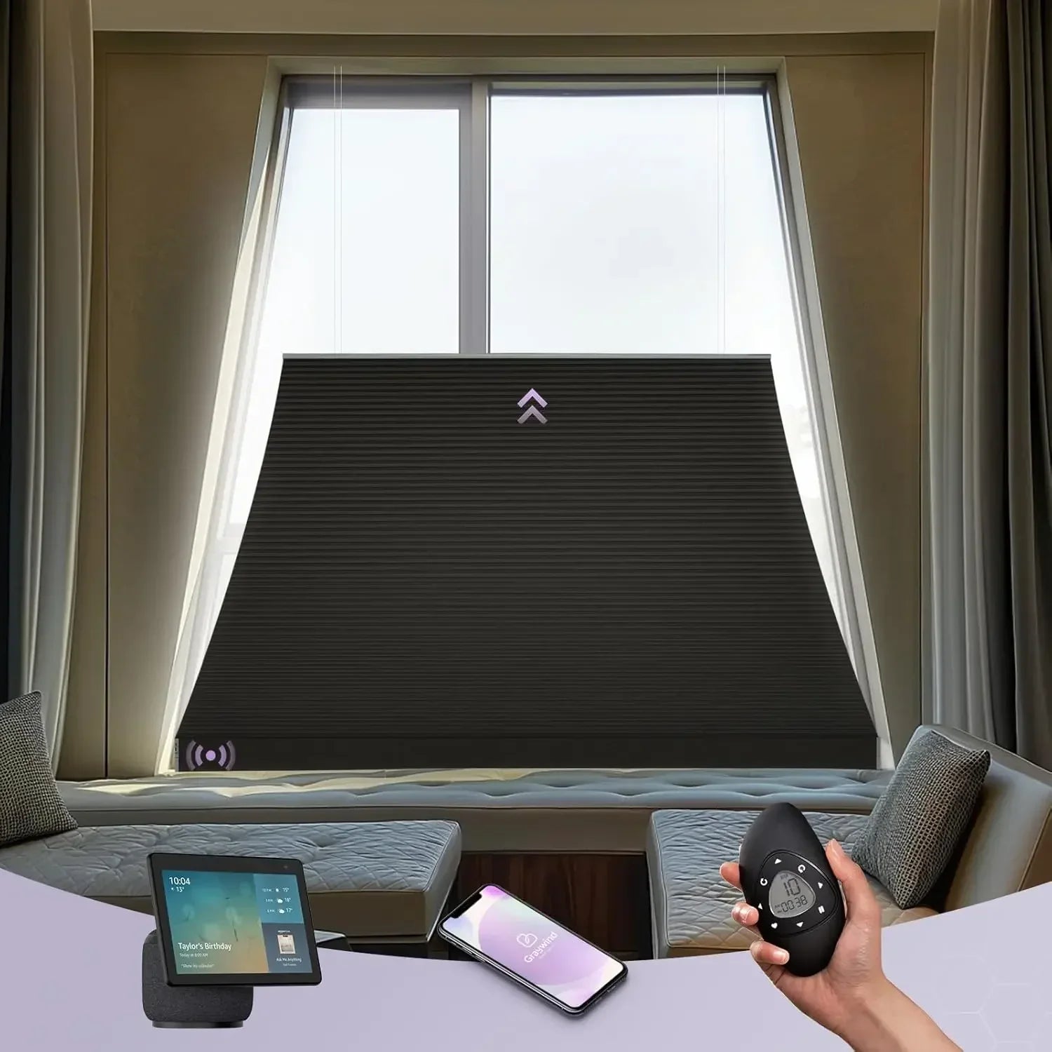 Graywind Motorized Isosceles Trapezoid Cellular Shades