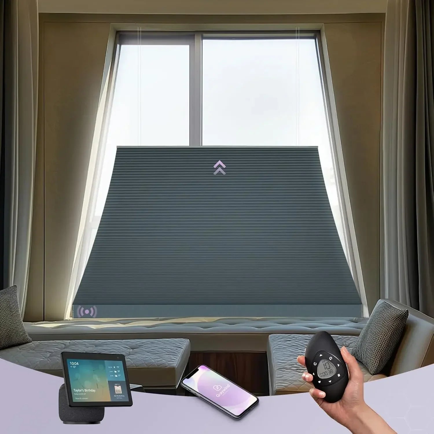 Graywind Motorized Isosceles Trapezoid Cellular Shades