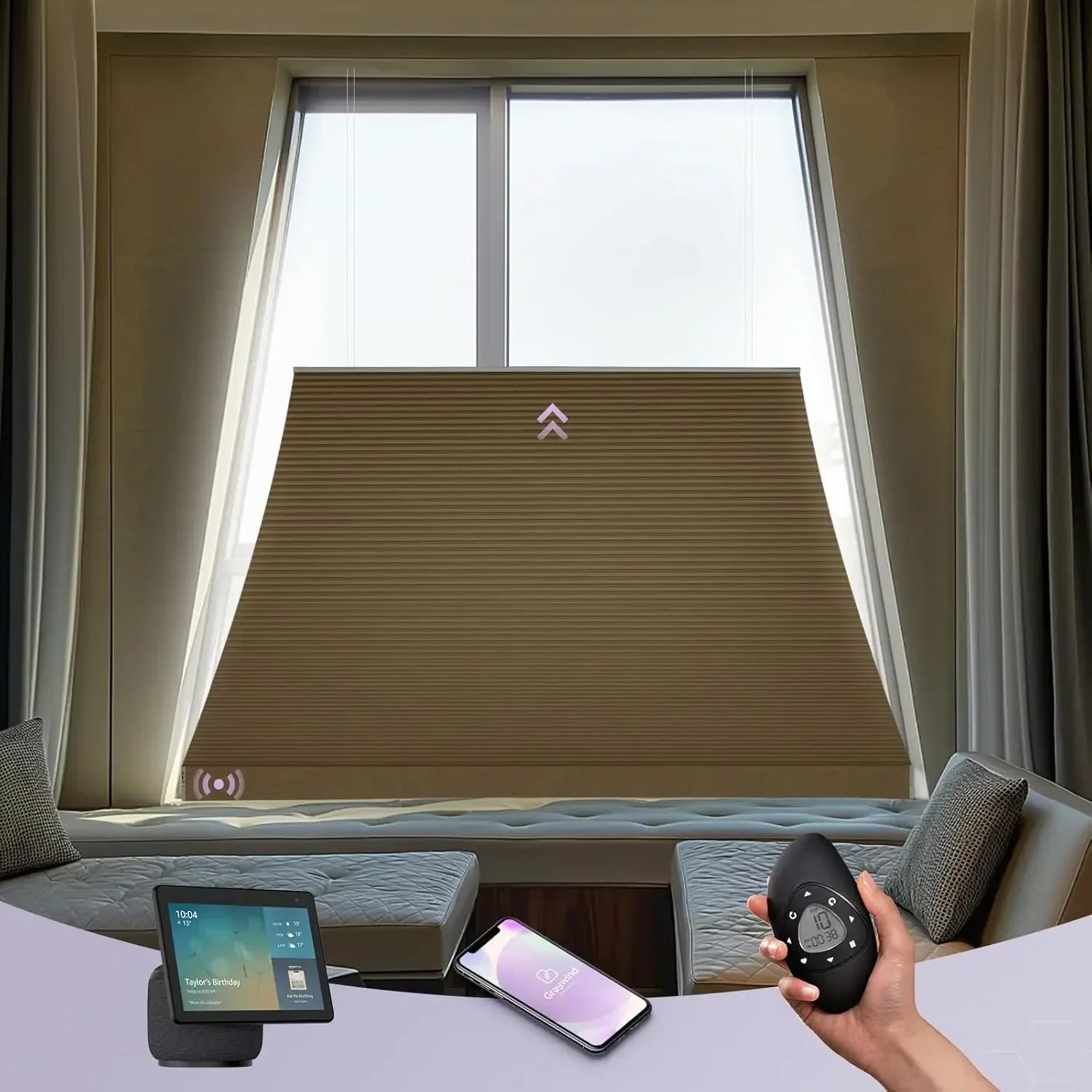 Graywind Motorized Isosceles Trapezoid Cellular Shades